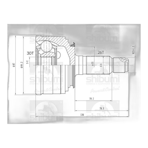 PUNTA EJE EXT. HON. CIVIC (92-98) (26X30X55) (SHIBUMI)